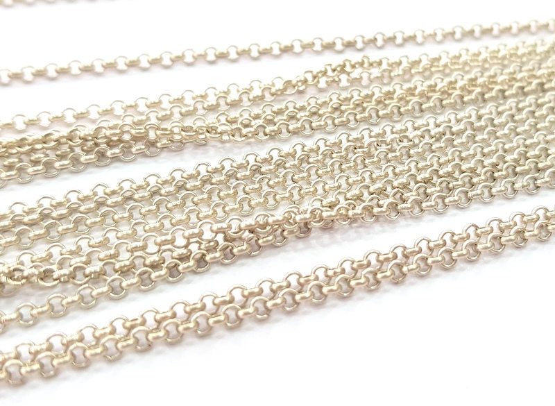 Silver Rolo Chain Antique Silver Plated Chain  1 Meter - 3.3 Feet (2 mm) G8028