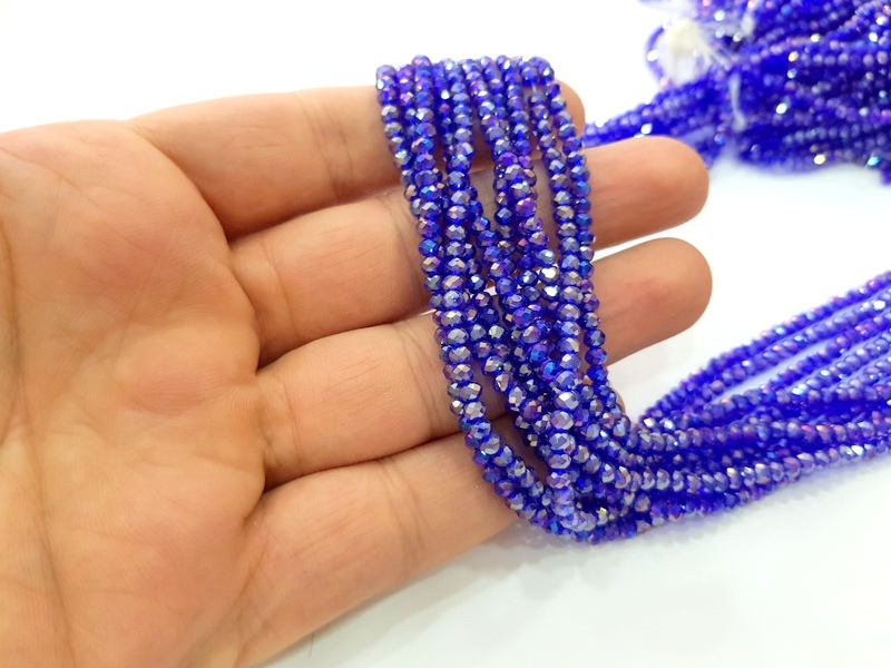 Rainbow Royal Blue Glass Rondelle Faceted Beads 3 mm , 1 Strand approx 38 cm ( approx 14,5 inch- approx 150 Pcs) G8039