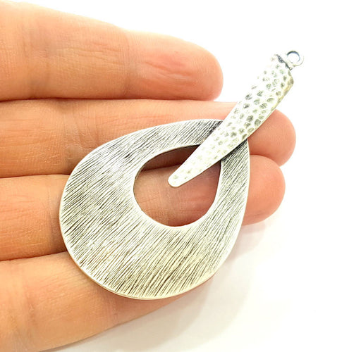 Silver Pendant Antique Silver Plated Pendant (74x38mm) G7532