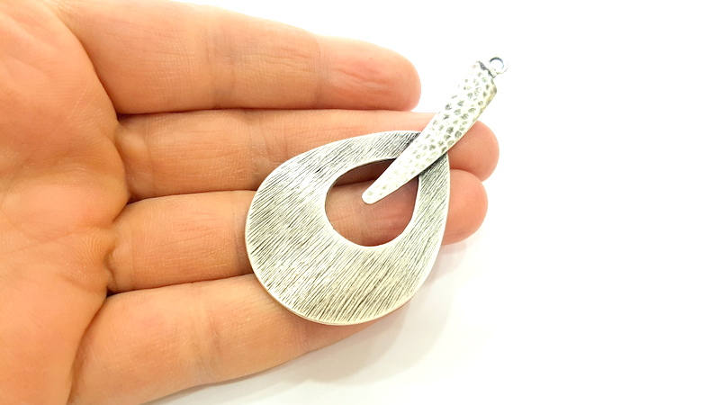 Silver Pendant Antique Silver Plated Pendant (74x38mm) G7532