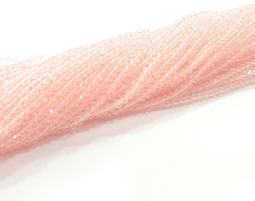 Light Pink Glass Rondelle Faceted Beads 3 mm , 1 Strand approx 38 cm ( approx 14,5 inch- approx 150 Pcs) G8041