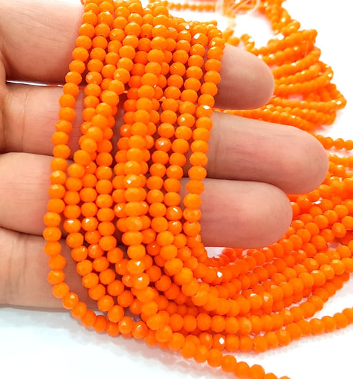 Light Orange Glass Rondelle Faceted Beads  140 Pcs (3 mm),  1 strand approx 45 cm ( approx 17,5 inch) G8043
