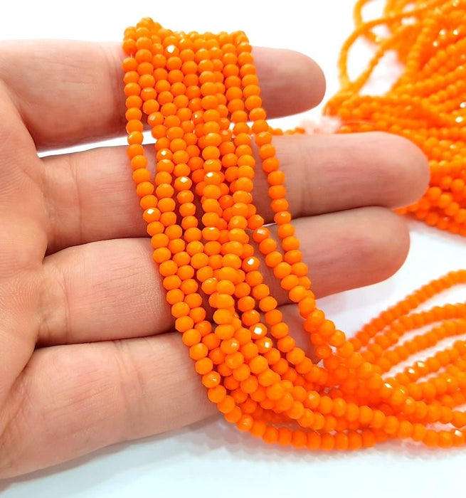 Orange Glass Rondelle Faceted Beads 3 mm 1 Strand approx 38 cm ( approx 14,5 inch- approx 150 Pcs) G8046