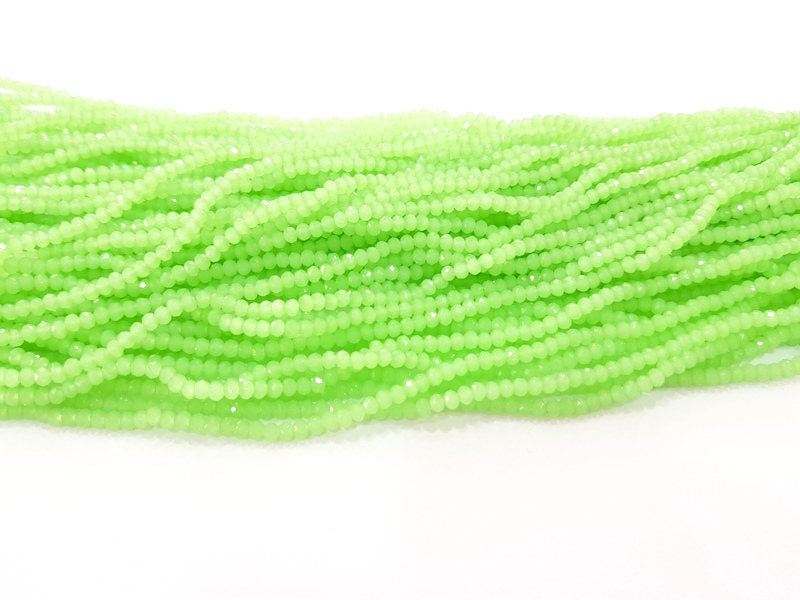 Pale Green Glass Rondelle Faceted Beads 3 mm 1 Strand approx 38 cm ( approx 14,5 inch- approx 150 Pcs) G8047