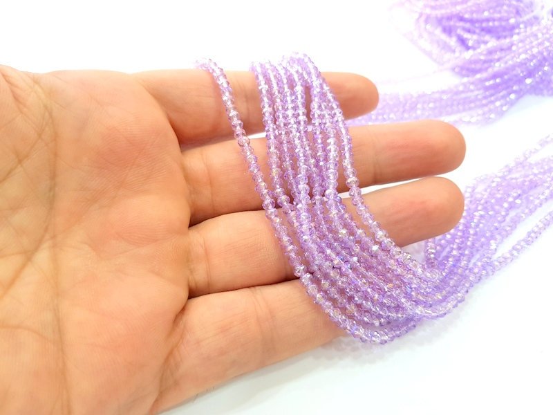 Lavender Glass Rondelle Faceted Beads 3 mm 1 Strand approx 38 cm ( approx 14,5 inch- approx 150 Pcs) G8048
