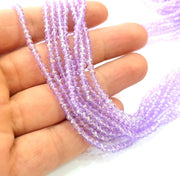 Lavender Glass Rondelle Faceted Beads 3 mm 1 Strand approx 38 cm ( approx 14,5 inch- approx 150 Pcs) G8048