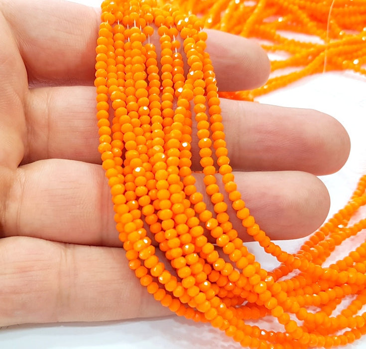 Orange Rondelle Faceted Glass Beads 2,5x2 mm 1 Strand approx 40 cm ( approx 15 inch-  approx 190 Pcs) G8053