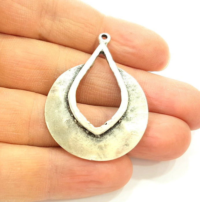 2 Silver Pendant Antique Silver Plated Pendant (46x34mm) G11799