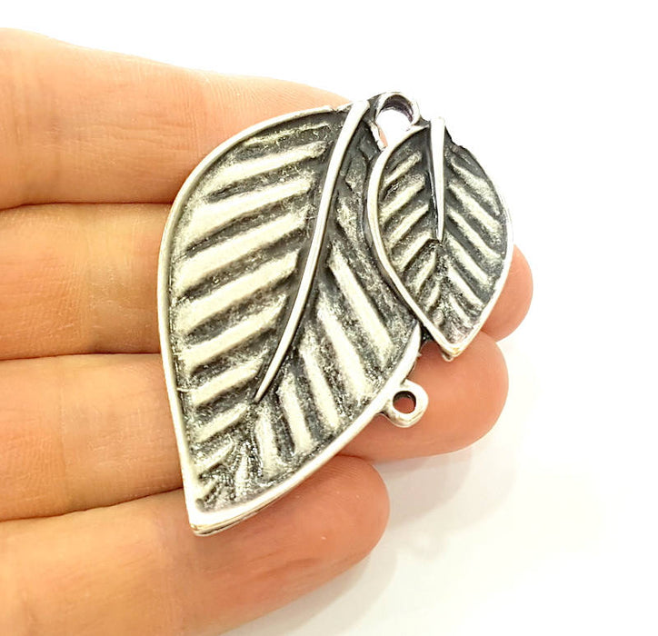 Silver Leaf Pendant Antique Silver Plated Pendants (62x41mm) G7543