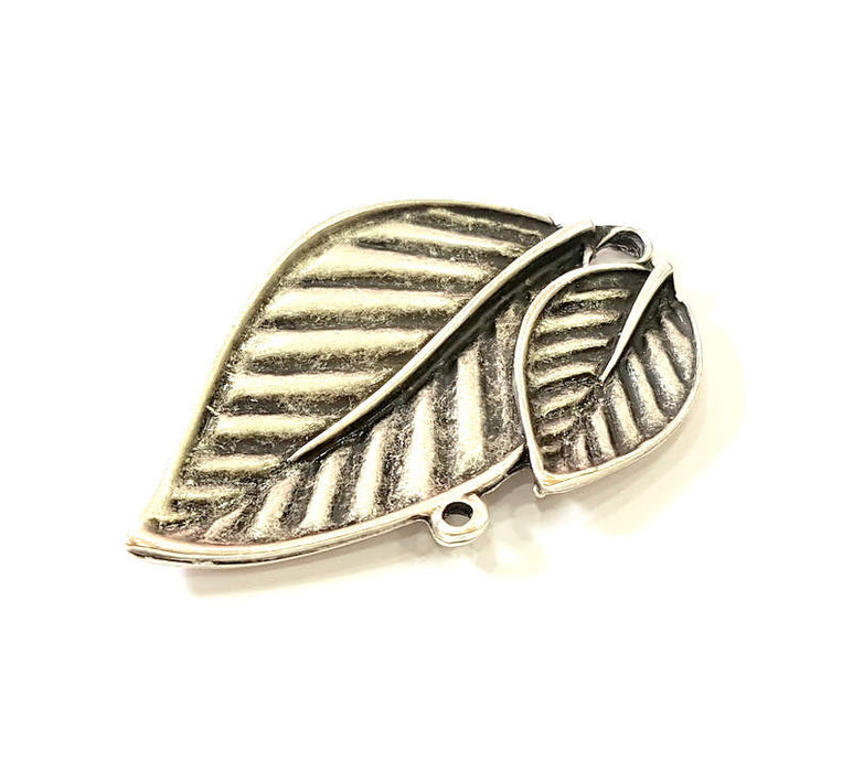 Silver Leaf Pendant Antique Silver Plated Pendants (62x41mm) G7543