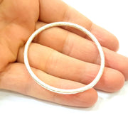 Silver Circle Connector Pendant Hammered Round Antique Silver Plated (57mm) G7548