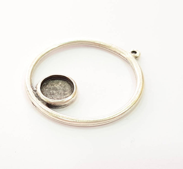 2 Silver Circle Blank Charms Antique Silver Plated Blanks (10mm Blank) G8070