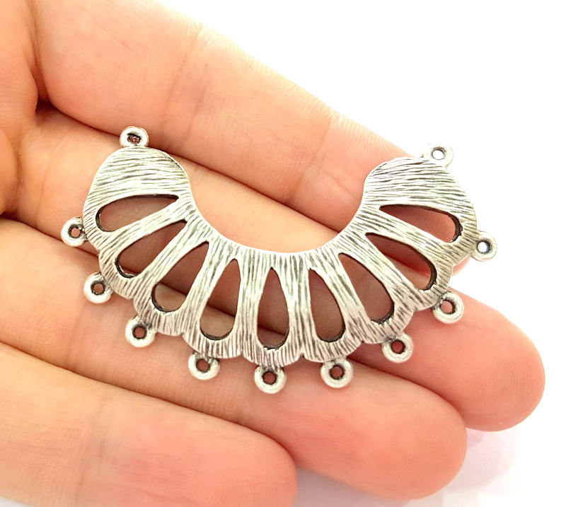 Silver Pendant Connector Antique Silver Plated Pendant (62x19mm) G8072