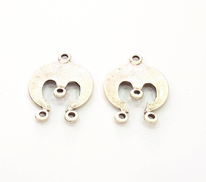 4 Silver Charms Connector Antique Silver Plated Connector (31x21mm) G8073