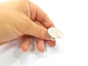 Silver Ring Blank Base Bezel Settings Cabochon Base Mountings Adjustable (30mm Blank) , Antique Silver Plated Brass G8074