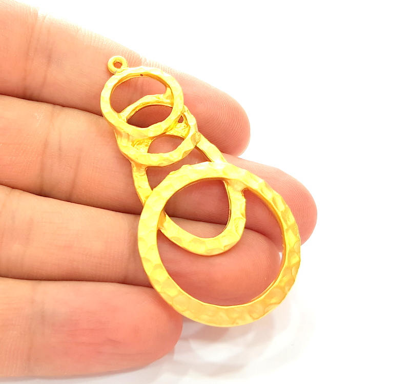 Gold Hammered Pendant Gold Plated Pendant (64x35mm)  G15541