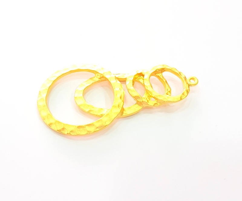 Gold Hammered Pendant Gold Plated Pendant (64x35mm)  G15541