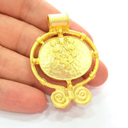 Gold Tribal Pendant Gold Plated Pendant (59x44mm) G8084