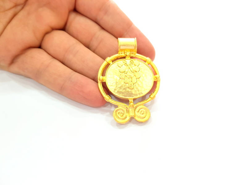 Gold Tribal Pendant Gold Plated Pendant (59x44mm) G8084