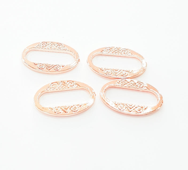 5 Rose Gold Connector Circle Rose Gold Plated Circle Ring (22x13 mm)  G8087