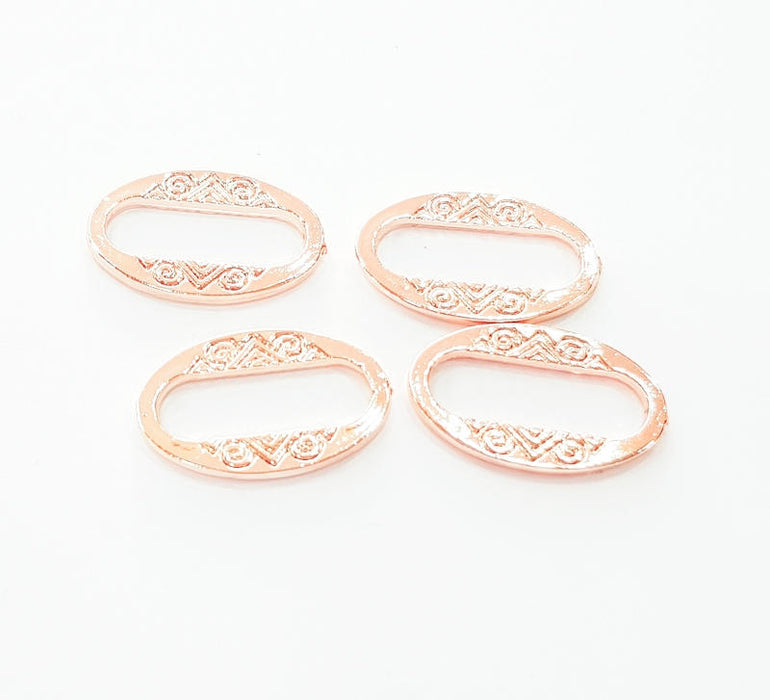 5 Rose Gold Connector Circle Rose Gold Plated Circle Ring (22x13 mm)  G8087