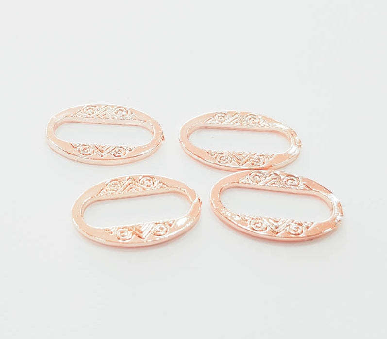 5 Rose Gold Connector Circle Rose Gold Plated Circle Ring (22x13 mm)  G8087