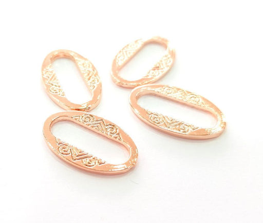 5 Rose Gold Connector Circle Rose Gold Plated Circle Ring (22x13 mm)  G8087