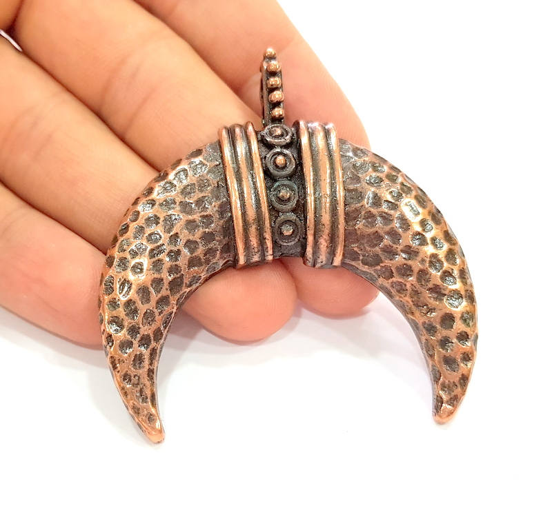 Antique Copper Moon Pendant Antique Copper Plated Pendant (60x37mm) G12925