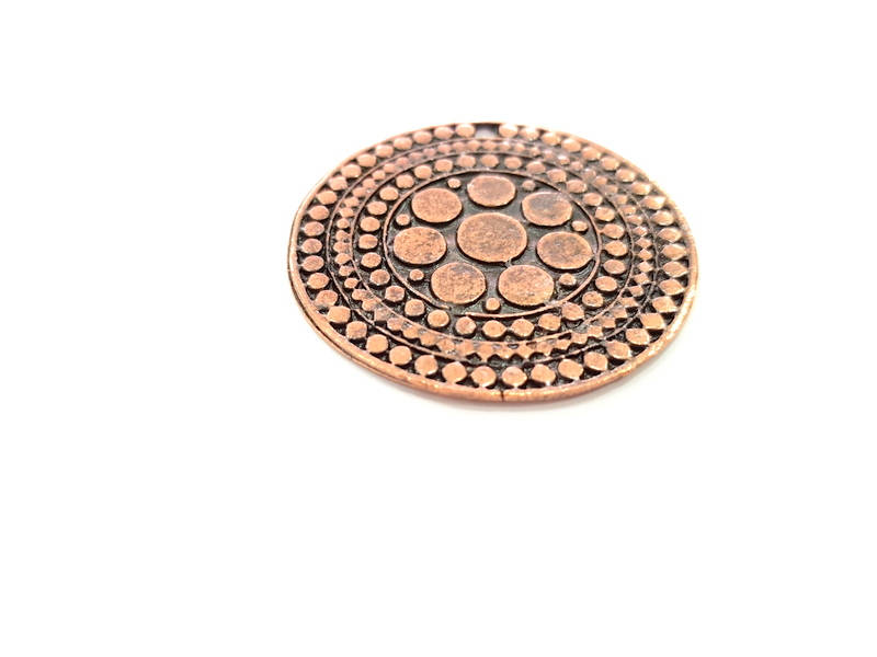 Antique Copper Medallion Pendant Antique Copper Plated Pendant (47mm) G11833