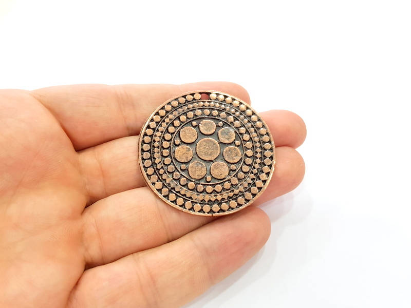 Antique Copper Medallion Pendant Antique Copper Plated Pendant (47mm) G11833