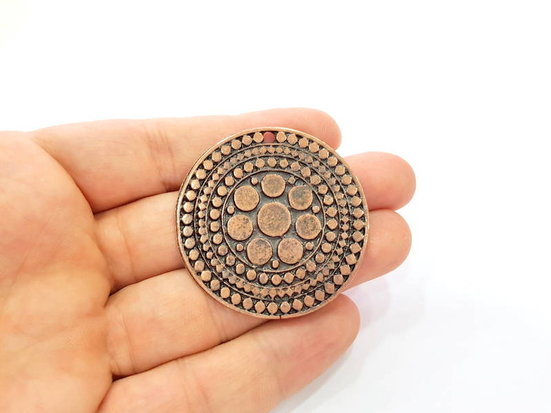 Antique Copper Medallion Pendant Antique Copper Plated Pendant (47mm) G11833