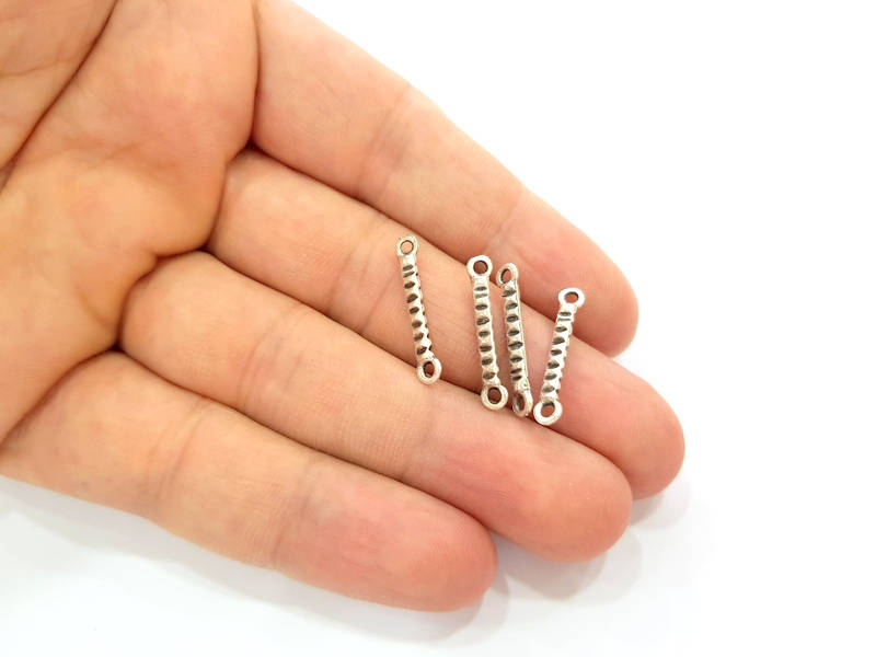 50 Silver Pendant Connector Antique Silver Plated Pendant (22x3mm) G8093