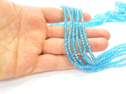 Cyan Blue Glass Rondelle Faceted Beads  140 Pcs (4x3 mm),  1 strand approx 45 cm ( approx 17,5 inch) G8099