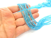 Cyan Blue Glass Rondelle Faceted Beads  140 Pcs (4x3 mm),  1 strand approx 45 cm ( approx 17,5 inch) G8099