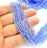 Cornflower Blue Glass Rondelle Faceted Beads  140 Pcs (4x3 mm),  1 strand approx 45 cm ( approx 17,5 inch) G8100