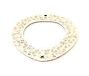 Silver Connector Pendant Hammered Round Antique Silver Plated (42x40mm) G12145