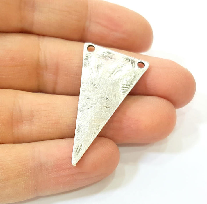 Silver Triangle Pendant Hammered Geometric Pendant Antique Silver Plated (42x22mm) G7553