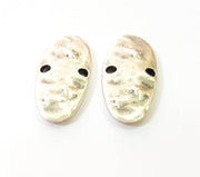 4 Silver Connector Antique Silver Plated Hammered Pendant (30x13mm) G8634