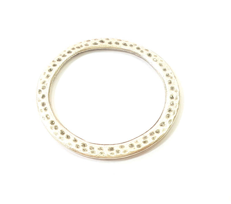 4 Hammered Circle Connector Antique Silver Plated (37mm) G7557