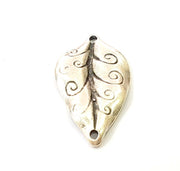 2 Silver Leaf Charms Antique Silver Plated Leaf Connector (38x21mm)  G7561
