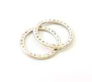 10 Silver Circle Connector Antique Silver Plated Hammered Round Connector (20mm) G9447
