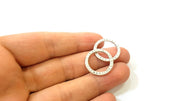 10 Silver Circle Connector Antique Silver Plated Hammered Round Connector (20mm) G9447