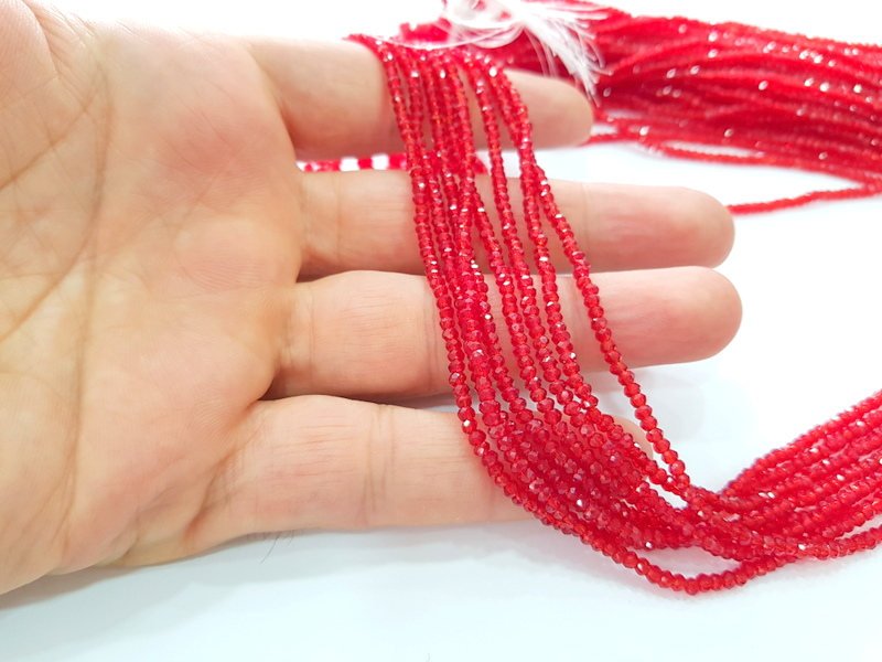 Red Rondelle Faceted Glass Beads 2,5x2 mm 1 Strand approx 40 cm ( approx 15 inch-  approx 190 Pcs) G8106