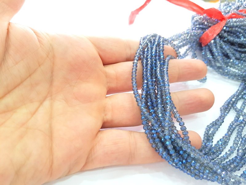 Sapphire Blue Glass Rondelle Faceted Beads 3 mm 1 Strand approx 38 cm ( approx 14,5 inch- approx 150 Pcs) G8107