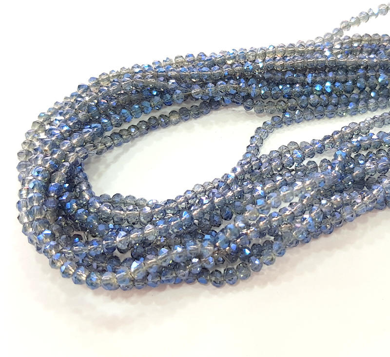 Sapphire Blue Glass Rondelle Faceted Beads 3 mm 1 Strand approx 38 cm ( approx 14,5 inch- approx 150 Pcs) G8107