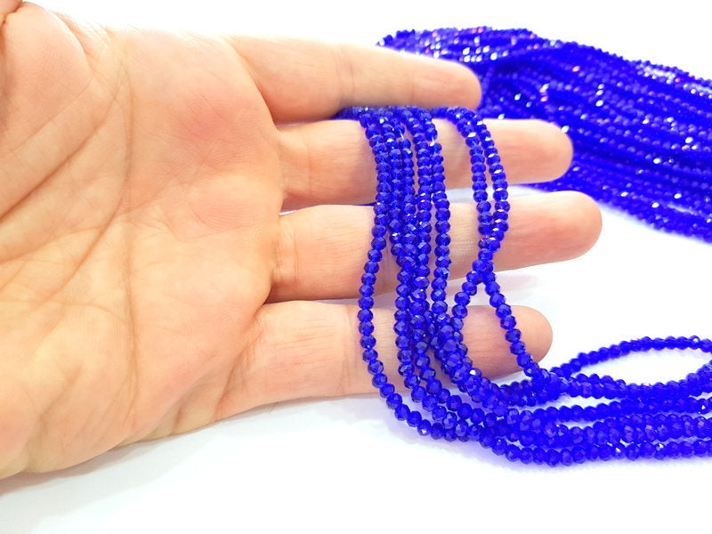 Navy Blue Glass Rondelle Faceted Beads 3 mm 1 Strand approx 38 cm ( approx 14,5 inch- approx 150 Pcs) G8109