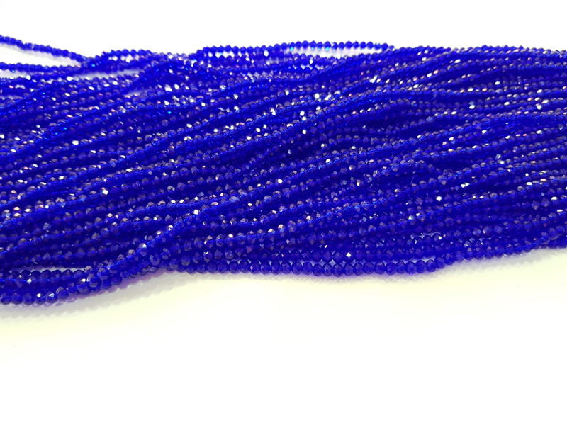 Navy Blue Glass Rondelle Faceted Beads 3 mm 1 Strand approx 38 cm ( approx 14,5 inch- approx 150 Pcs) G8109