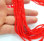 Red Rondelle Faceted Glass Beads 2,5x2 mm 1 Strand approx 40 cm ( approx 15 inch-  approx 190 Pcs) G8111