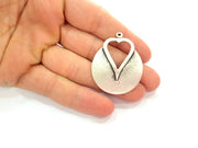 Silver Heart Pendant Antique Silver Plated Pendants (42x35mm)  G8114