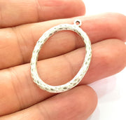 4 Silver Charms Antique Silver Plated Pendant (37x25mm) G8117